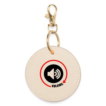 Speaker Volume Knob - Round Keyring - oyster - Front