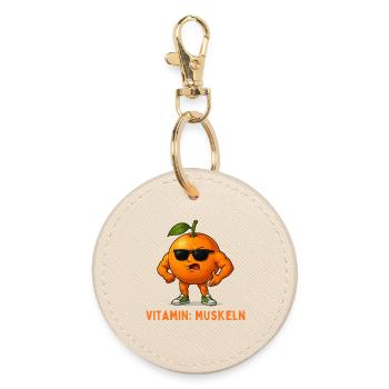 Vitamin Muscles Orange Mascot - Round Keyring - oyster - Front