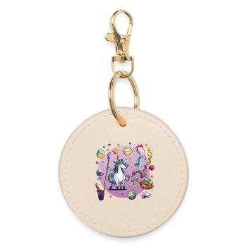 Galactic Unicorn Spell - Round Keyring - oyster - Front