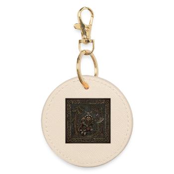 Guerrier viking raton laveur avec hache runique - Porte-clés rond - huître - Devant