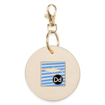 D for Dolphin Letters Learning in Primary School - Round Keyring - oyster - Front