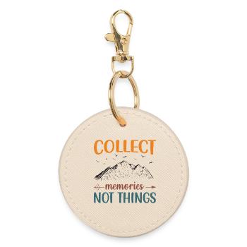 Mountains - Collect Memories Not Things - Round Keyring - oyster - Front