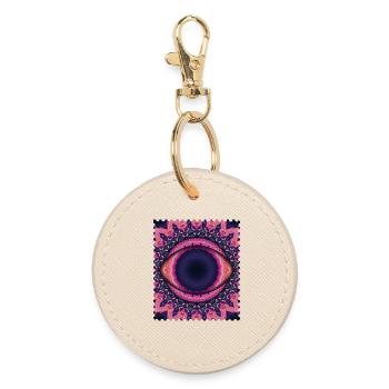Psychedelic Eye Mandala - Round Keyring - oyster - Front