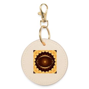 Kaleidoskopische Goldmandala - Runder Schlüsselanhänger - Auster - Vorne