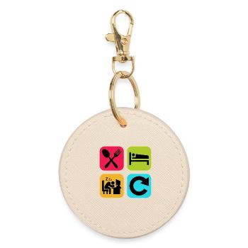 Eat Sleep Work Repeat Funny Quote Job - Round Keyring - oyster - Front