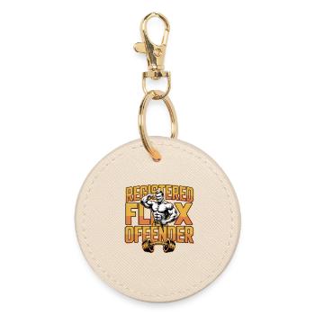 Registered Flex Offender - Funny Gym Tshirt - Round Keyring - oyster - Front