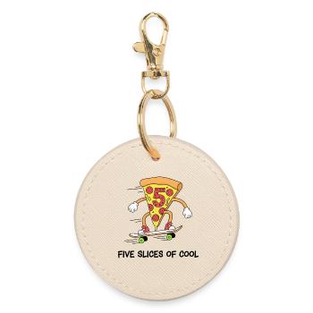 Five Slices Of Cool Pizza Skater - Runder Schlüsselanhänger - Auster - Vorne