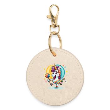 Licorne arc-en-ciel avec sucette - Porte-clés rond - huître - Devant