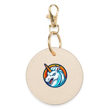 Savage Unicorn Esports Mascot Logo - Round Keyring - oyster - Front