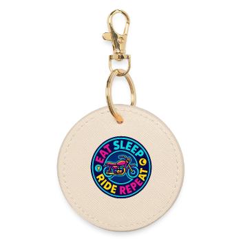 Eat Sleep Ride Repeat - Motorcycle - Biker - Round Keyring - oyster - Front