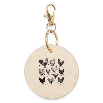 Chickens Tattoo Design in 90s Vintage Style - Round Keyring - oyster - Front