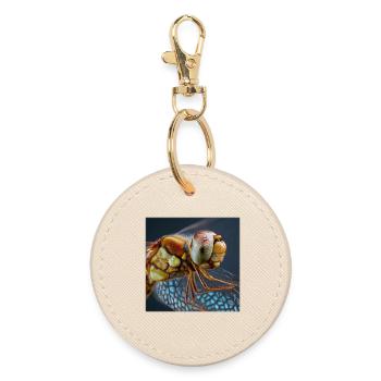 Extreme Dragonflies Macro Portrait Wildlife Graphic - Round Keyring - oyster - Front