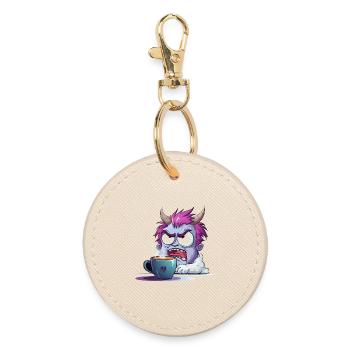 Monstre obsédé par le café - Porte-clés rond - huître - Devant