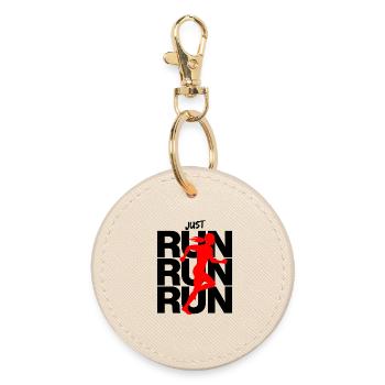 JOGGEN FRAU – RUN QUEEN! LAUFEN, RENNEN, GO FOR IT - Runder Schlüsselanhänger - Auster - Vorne