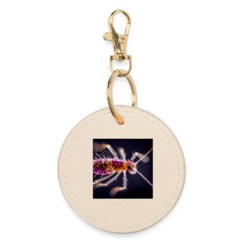 Neon Insect Macro – Abstract Micro World Design - Round Keyring - oyster - Front