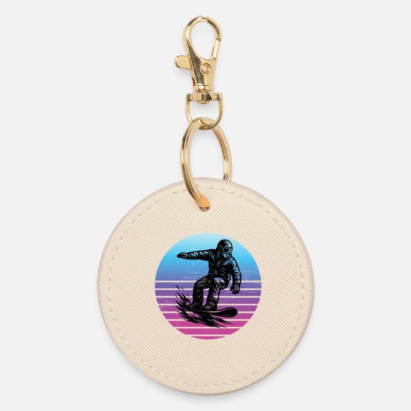 Short and clear snowboard - Round Keyring - oyster