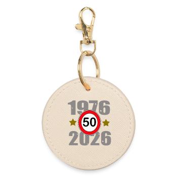 50 Jahre Jubiläum 1976-2026 - Runder Schlüsselanhänger - Auster - Vorne