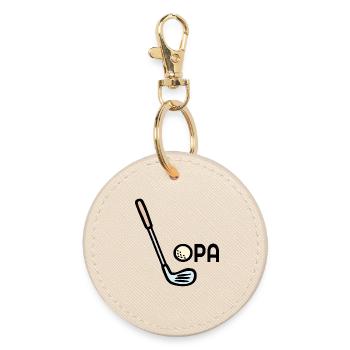 Golf Grandpa Golf Clubs - Round Keyring - oyster - Front