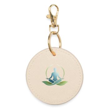 Natur-Yoga-Symbol – Gleichgewicht und Ruhe - Runder Schlüsselanhänger - Auster - Vorne