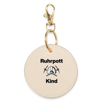 RUHRPOTT KIND, NRW, AUF KOHLE GEBOREN, BERGMANN - Runder Schlüsselanhänger - Auster - Vorne