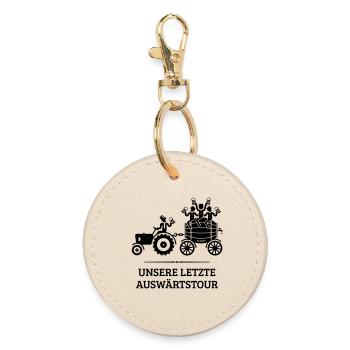 Unsere Letzte Auswärtstour, Trecker Bierfass JGA B - Runder Schlüsselanhänger - Auster - Vorne