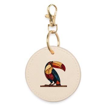 Toucan dans un style mosaïque de verre : un oiseau artistique - Porte-clés rond - huître - Devant