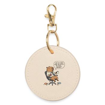 Procrastination du castor capybara au bureau - Porte-clés rond - huître - Devant