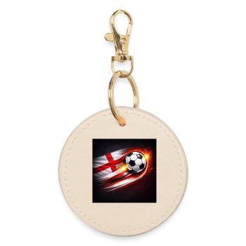 Football volant avec une brise de drapeau - Porte-clés rond - huître - Devant