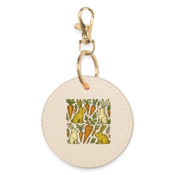 Illustration des lapins du jardin de carottes - Porte-clés rond - huître - Devant