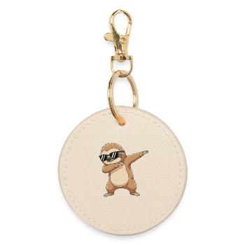 Cool Dabbing Sloth Sonnenbrillen-Cartoon-Kunst - Runder Schlüsselanhänger - Auster - Vorne