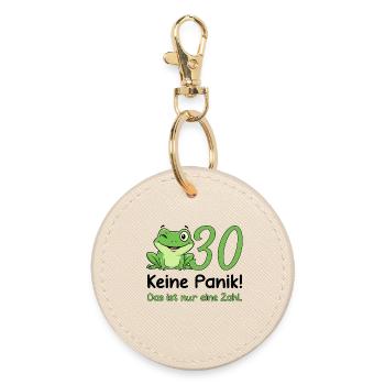 30 Geburtstag Design – Keine Panik! Lustig Frosch - Runder Schlüsselanhänger - Auster - Vorne