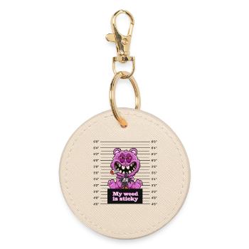 My weed is sticky - Round Keyring - oyster - Front