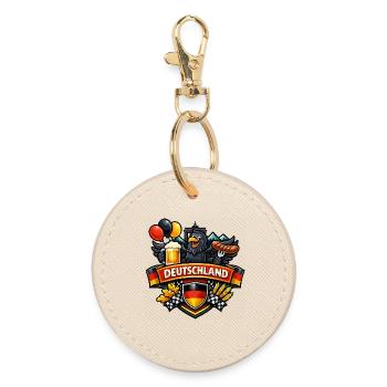 Germany Cartoon Beer Sausage Flag - Round Keyring - oyster - Front