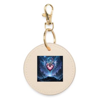 Winged Heart in Cosmos - Round Keyring - oyster - Front