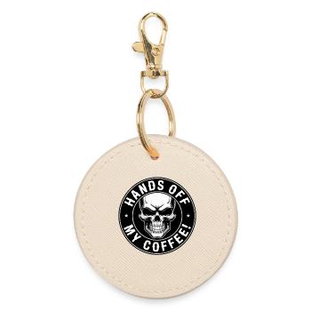 Hands Off My Coffee Skull - Round Keyring - oyster - Front