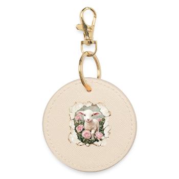 Lamb with butterfly - Round Keyring - oyster - Front