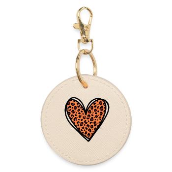 Motif de cœur de la Saint-Valentin en imprimé léopard - Porte-clés rond - huître - Devant