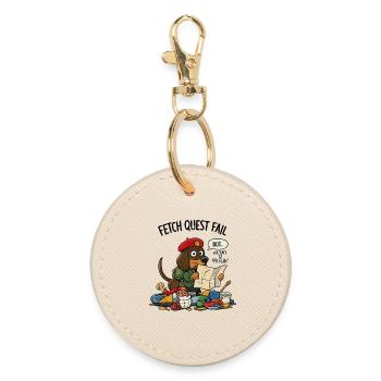 Fetch Quest Fail Pup - Round Keyring - oyster - Front