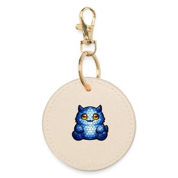 Œil bleu de chat mosaïque - Porte-clés rond - huître - Devant