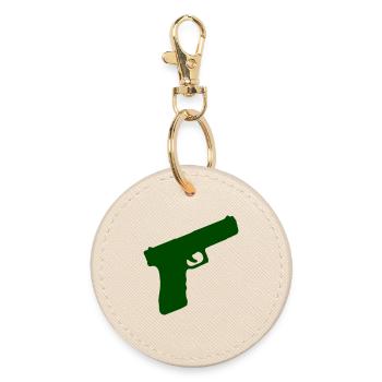Pistol Weapon - Round Keyring - oyster - Front