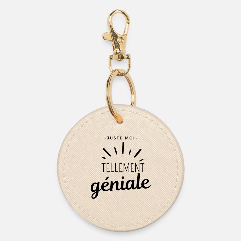 Awesome text - Round Keyring - oyster