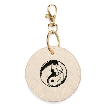 Yin Yang, Énergie masculine et féminine en équilibre - Porte-clés rond - huître - Devant