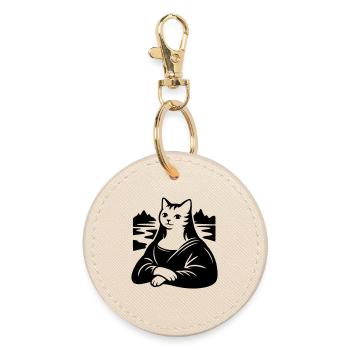 Cat Lisa Portrait - Round Keyring - oyster - Front