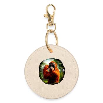 Orang-Utans Golf / Affe - Runder Schlüsselanhänger - Auster - Vorne