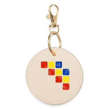 Farben Ornament Muster - Grundfarben - Runder Schlüsselanhänger - Auster - Vorne