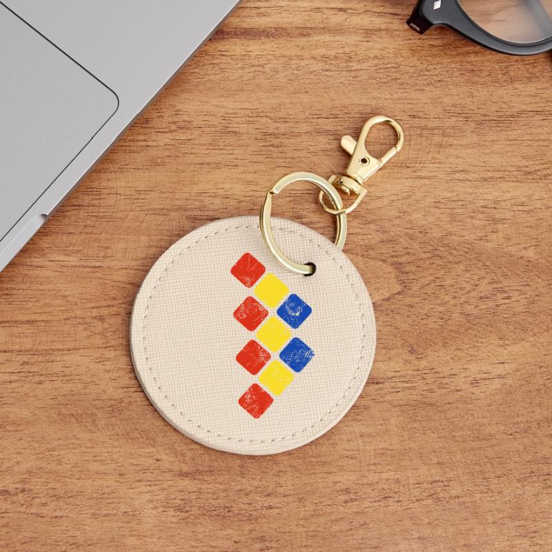 Colors Ornament Pattern - Basic Colors Round Keyring