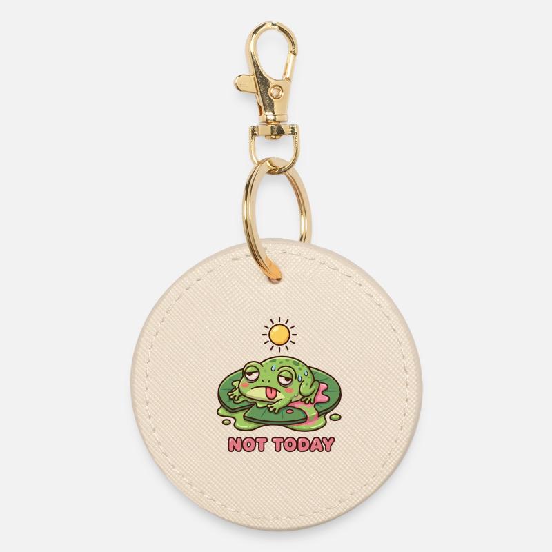 Unfrogettable Cute Melting Frog - Round Keyring - oyster