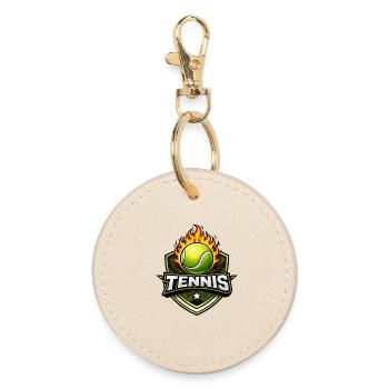 Flammen Tennis Shield - Runder Schlüsselanhänger - Auster - Vorne