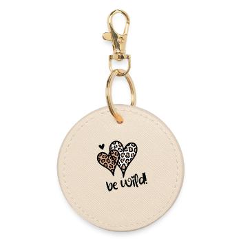 Be Wild Leopard Hearts - Round Keyring - oyster - Front