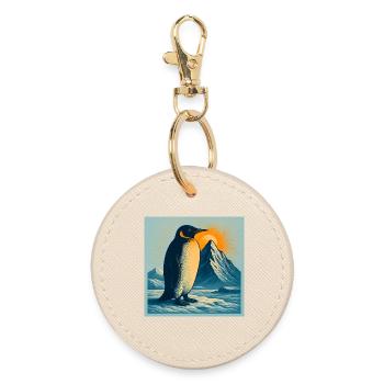 Polarstrand-Pinguin im Sonnenaufgang - Runder Schlüsselanhänger - Auster - Vorne